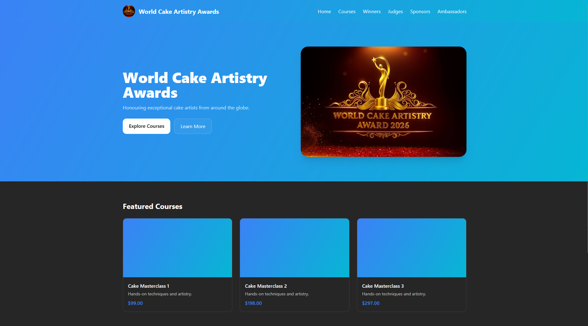 World Cake Artistry Awards section